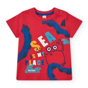 Tuc Tuc T-shirt in maglia per bambino rosso con stampa di granchio 11389929 RED