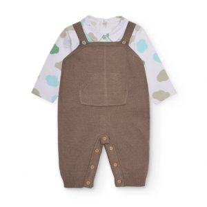 Tuc Tuc Completo per neonato con salopette in maglia e maglietta stampata 11398646 BROWN