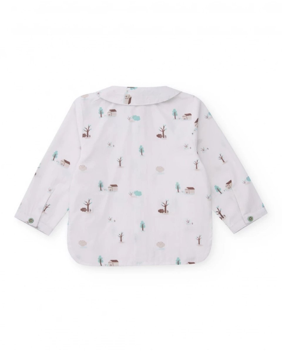 Tuc Tuc Completo di camicia e pantaloni per neonato con stampa di casette e alberi BEIGE - immagine 4