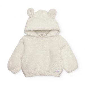 Tuc Tuc Giacca in peluche per neonato di colore bianco con orecchiette sul cappuccio CLOUD