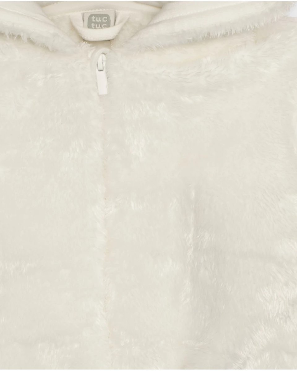 Tuc Tuc Giacca in peluche per neonato di colore bianco con orecchiette sul cappuccio CLOUD - immagine 3