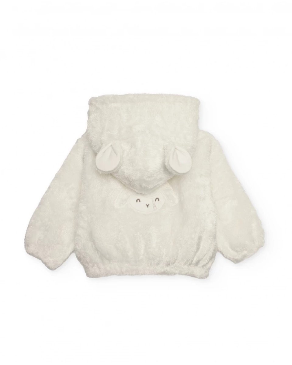 Tuc Tuc Giacca in peluche per neonato di colore bianco con orecchiette sul cappuccio CLOUD - immagine 5
