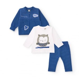 Tuc Tuc Completo a tre pezzi per neonato nei toni del blu e bianco con dettagli di uccellini 11398746 NAVY