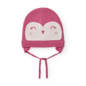 Tuc Tuc Berretto rosa lavorato a maglia per bambine con disegno di una faccina sorridente PINK
