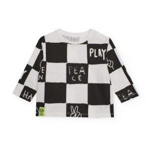 Tuc Tuc Maglietta a maniche lunghe per bambino in bianco e nero con stampa grafica 11399146 WHITE