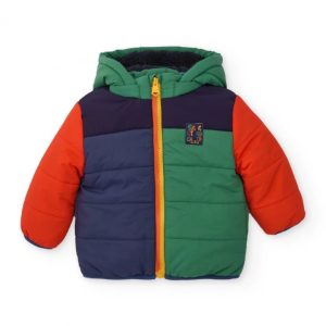 Tuc Tuc Giacca imbottita per bambino a blocchi di verde, blu navy e arancione BLACK