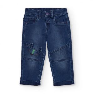 Tuc Tuc Pantaloni in denim blu per bambino con ricamo di dinosauro