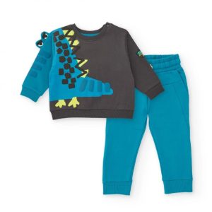 Tuc Tuc Completo felpa e pantalone per bambino in grigio e blu con dettaglio drago DARK GREY