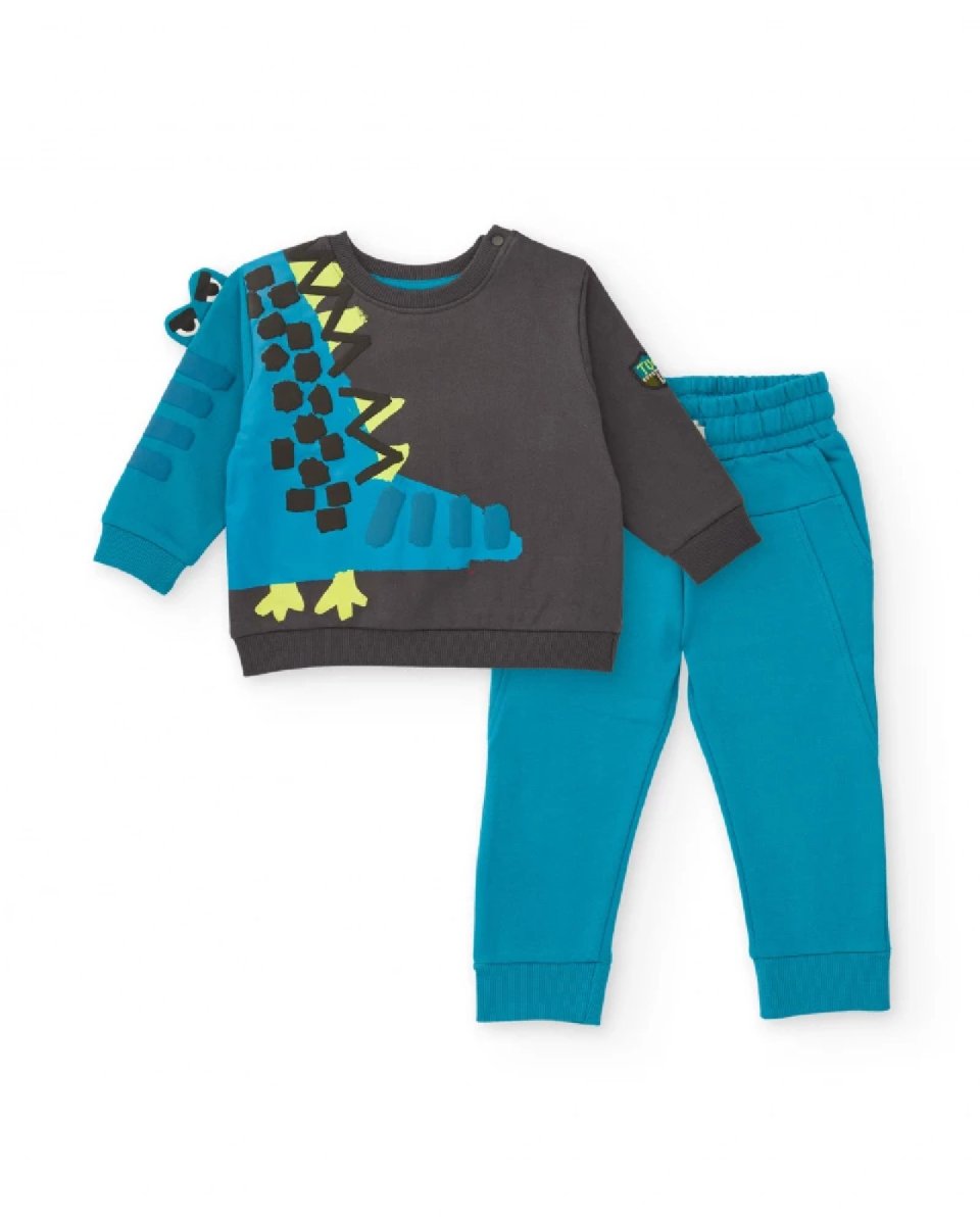 Tuc Tuc Completo felpa e pantalone per bambino in grigio e blu con dettaglio drago DARK GREY