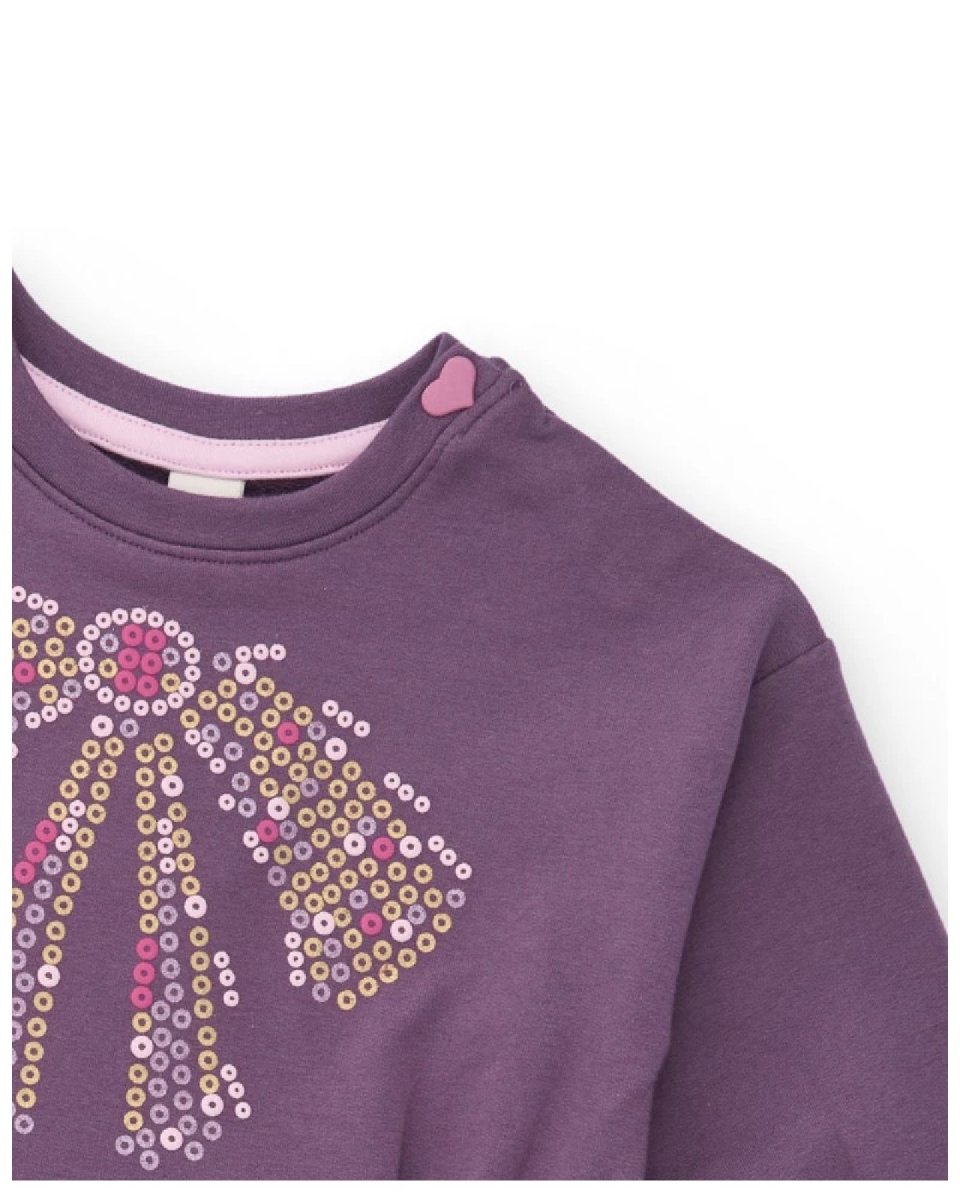 Tuc Tuc Vestito viola per bambina con gonna in tulle rosa e dettagli di stelle dorate 11399499 DARK PURPLE - immagine 4