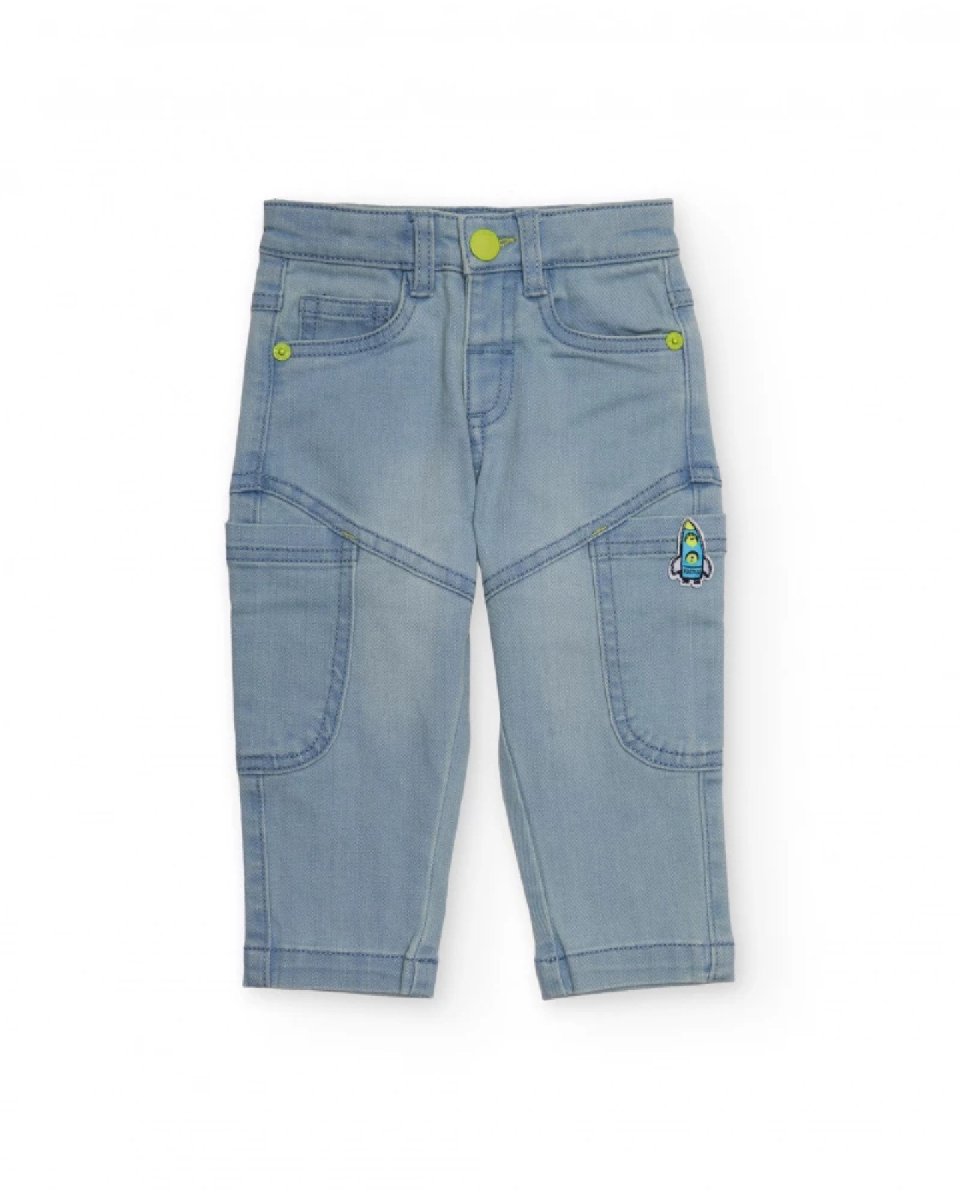 Tuc Tuc Jeans per bambino azzurro con ricamo di razzo dark blue