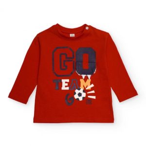 Tuc Tuc Maglietta rossa a maniche lunghe per bambino con stampa “GO TEAM” e dettagli sportivi RED