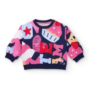 Tuc Tuc Felpa multicolore per bambina con stampa di lettere e cupcake PINK