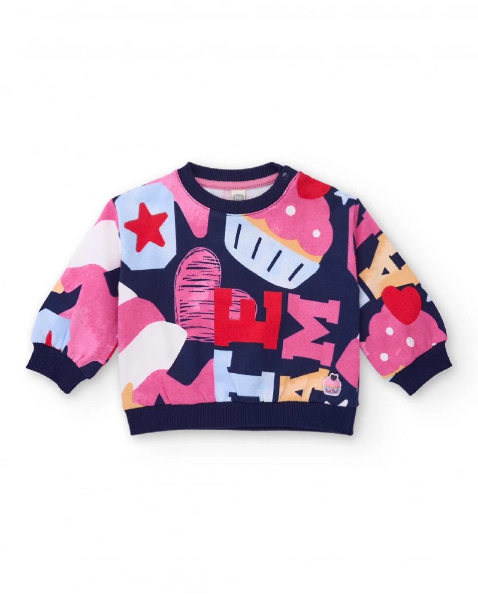 Tuc Tuc Felpa multicolore per bambina con stampa di lettere e cupcake PINK - immagine 2