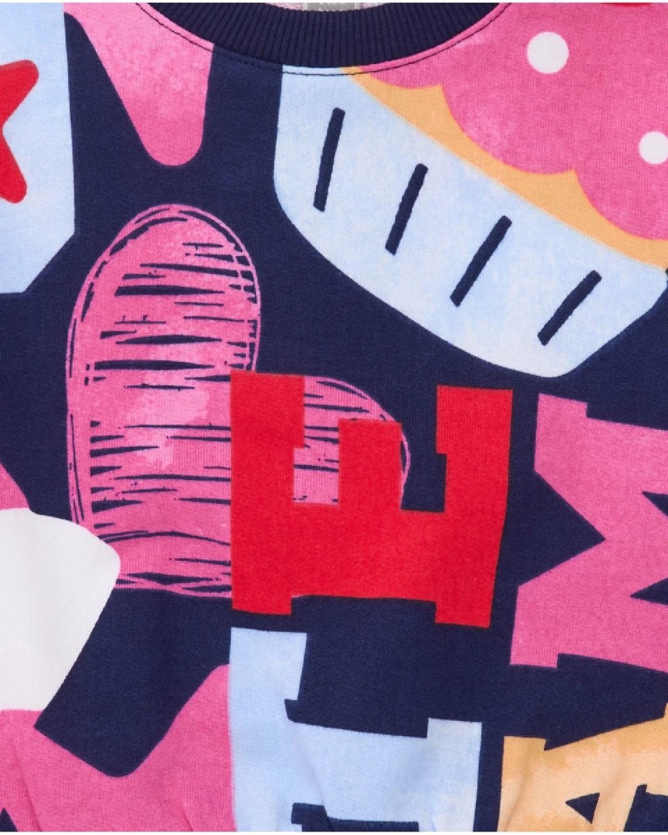 Tuc Tuc Felpa multicolore per bambina con stampa di lettere e cupcake PINK - immagine 3
