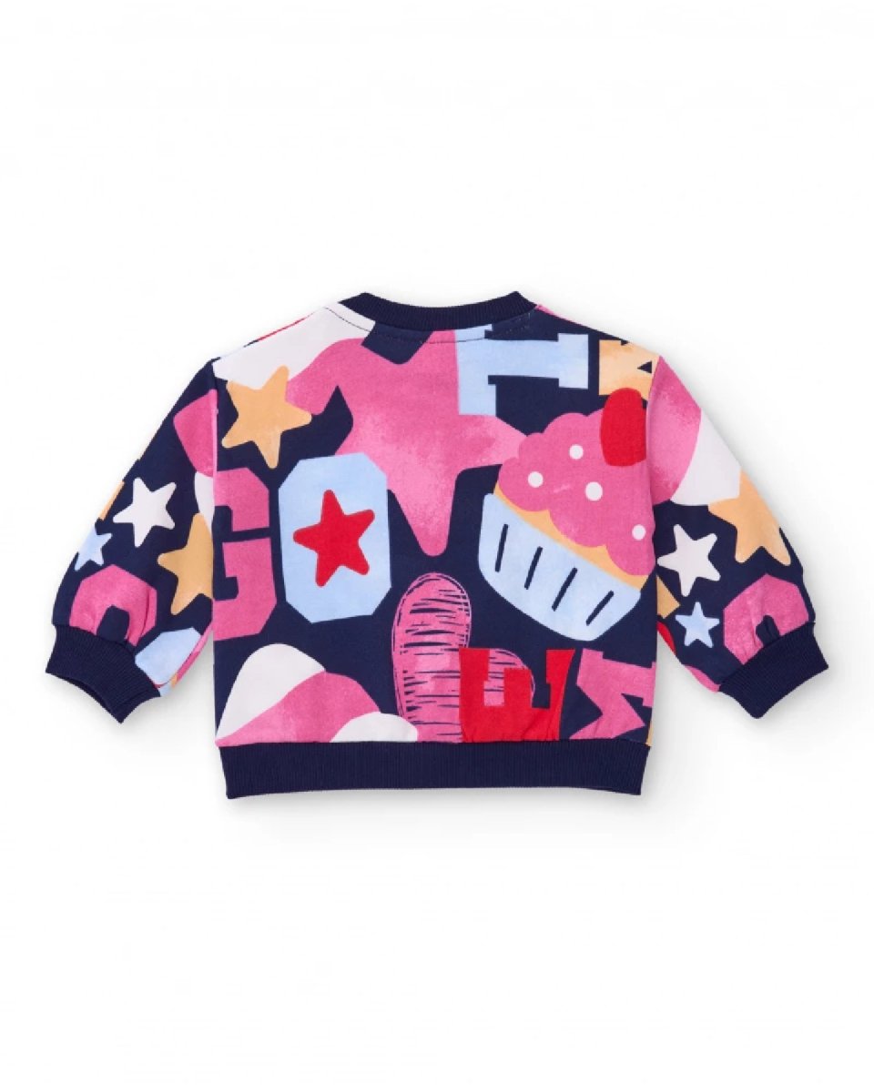 Tuc Tuc Felpa multicolore per bambina con stampa di lettere e cupcake PINK - immagine 5