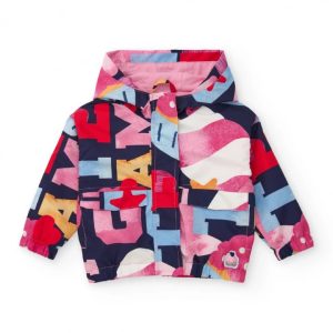 Tuc Tuc Giacca imbottita per bambina con stampa colorata di lettere e figure PINK