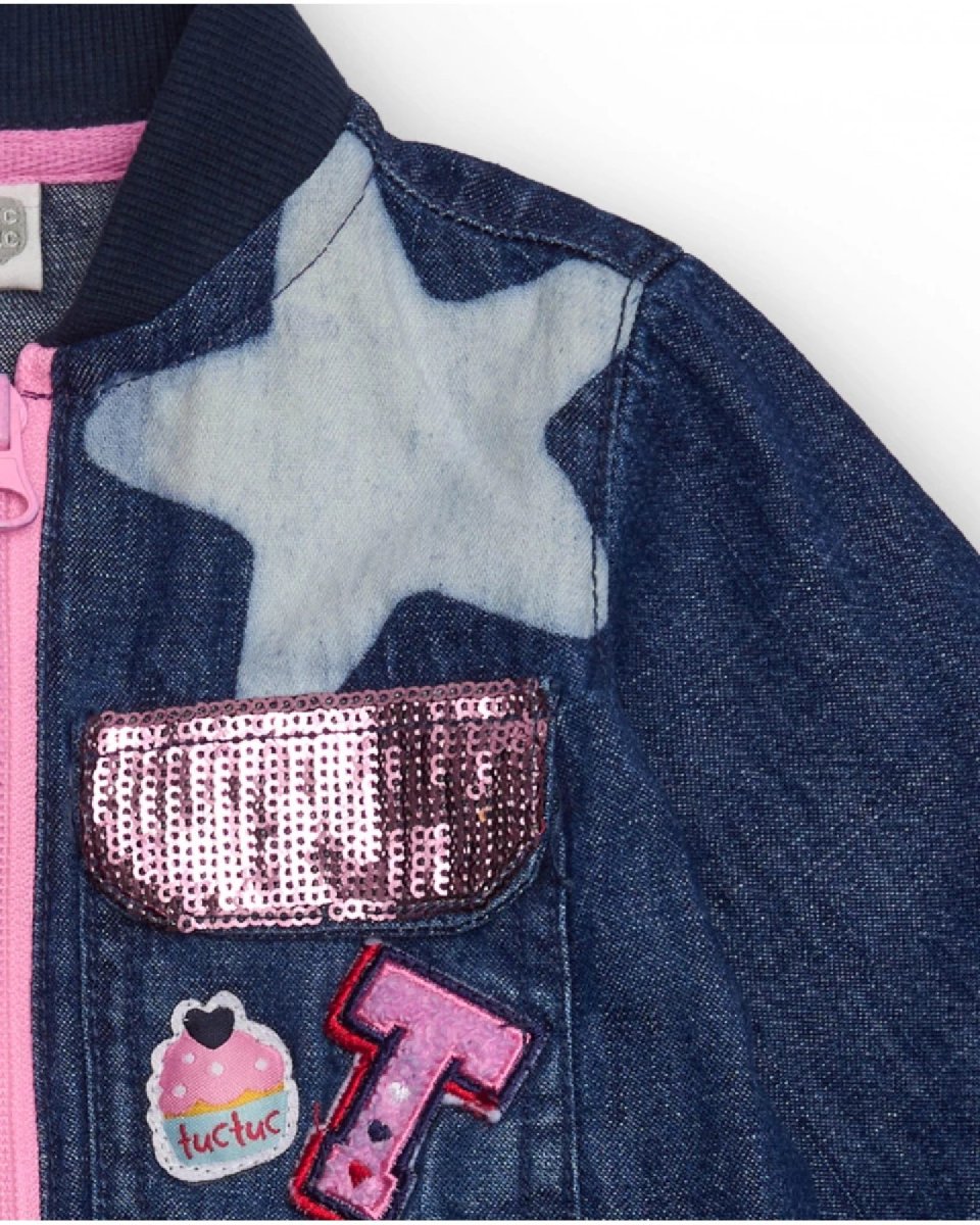 Tuc Tuc Vestito in denim per bambina con gonna in tulle e applicazioni di stelle DENIM BLUE - immagine 4