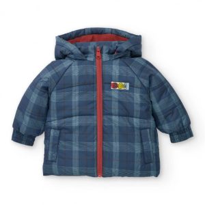 Tuc Tuc Parka per bambino in blu navy a quadri con scritta ricamata BLUE
