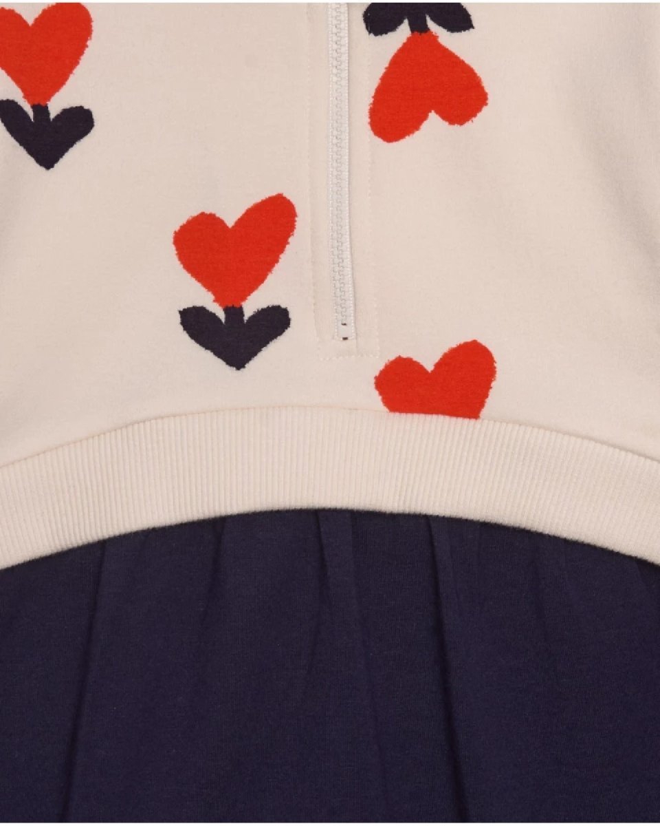 Tuc Tuc Abito per bambina in panna e blu navy con cuori e zip 11399797 BEIGE - immagine 3