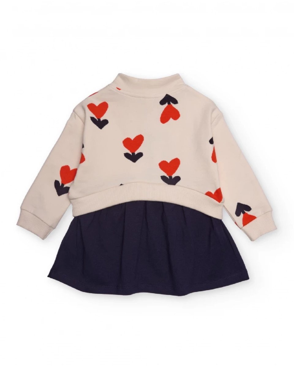 Tuc Tuc Abito per bambina in panna e blu navy con cuori e zip 11399797 BEIGE - immagine 5