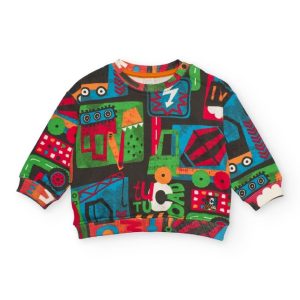 Tuc Tuc Felpa per bambino con stampa multicolore di veicoli BLACK