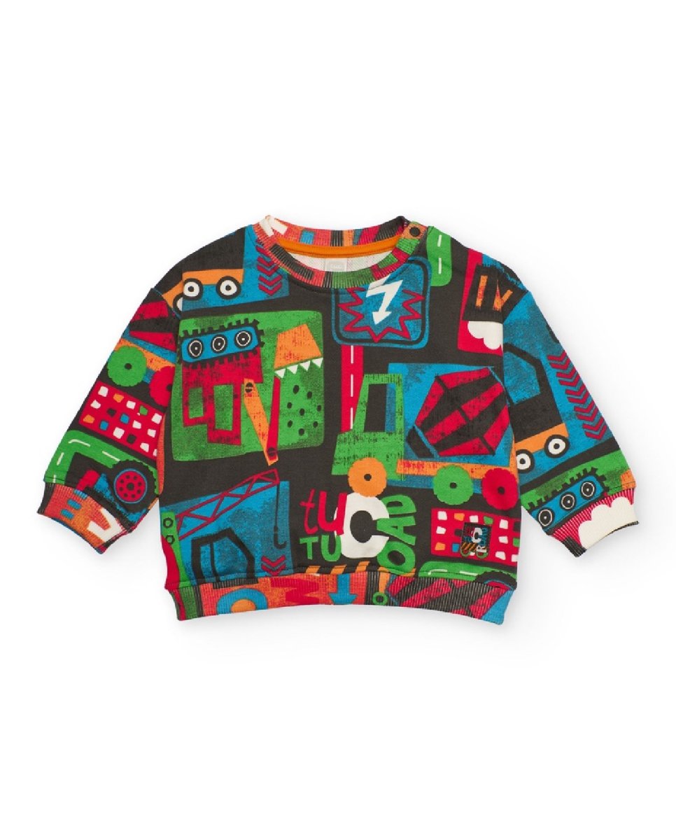 Tuc Tuc Felpa per bambino con stampa multicolore di veicoli BLACK