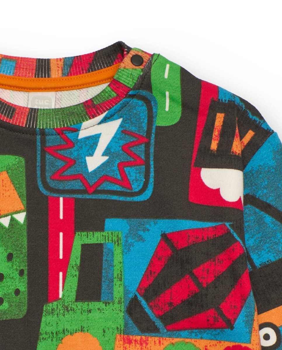 Tuc Tuc Felpa per bambino con stampa multicolore di veicoli BLACK - immagine 4