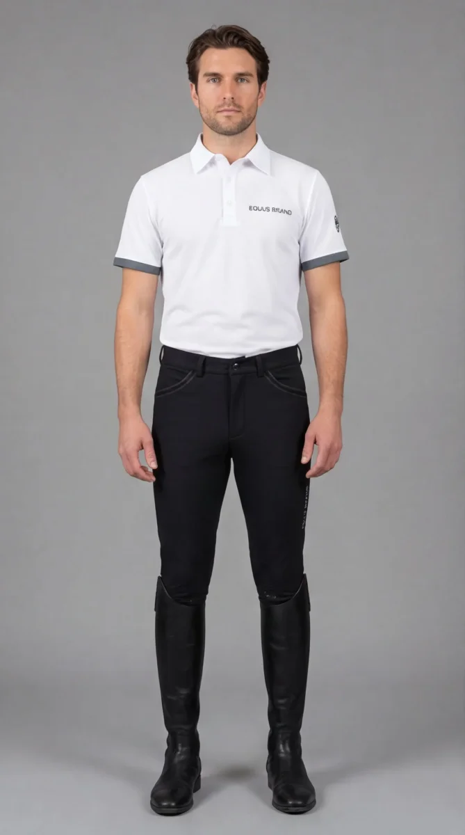 Abbigliamento Equitazione Uomo Pantaloni Oxford Nero per Allenamento e Concorso - immagine 2