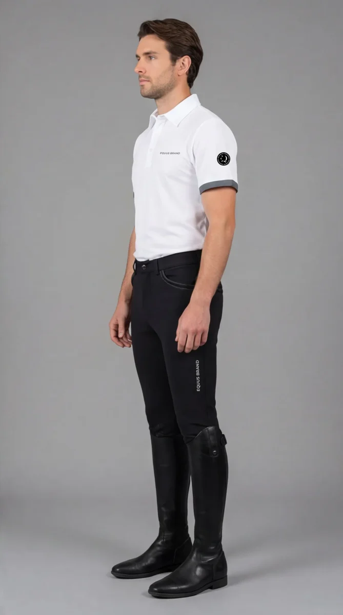 Abbigliamento Equitazione Uomo Pantaloni Oxford Nero per Allenamento e Concorso - immagine 4