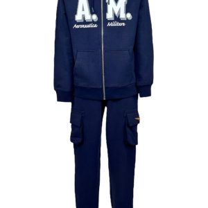 areonauticamilitare tuta blu con cappuccio e zip, cotone 251TF0006A Royal blue