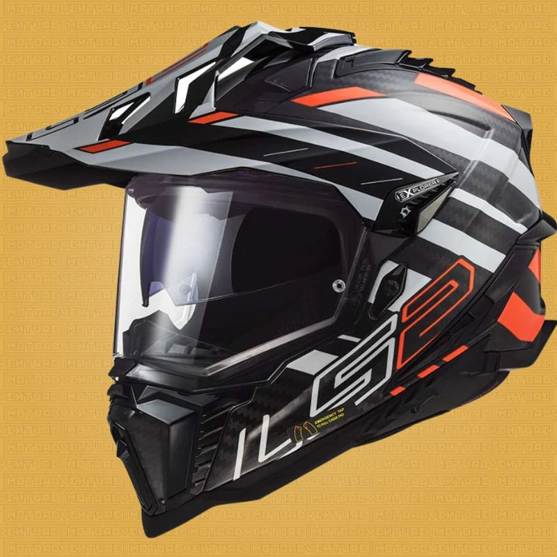 Casco Adventure LS2 MX701 C EXPLORER Carbonio 2206 Edge nero arancio