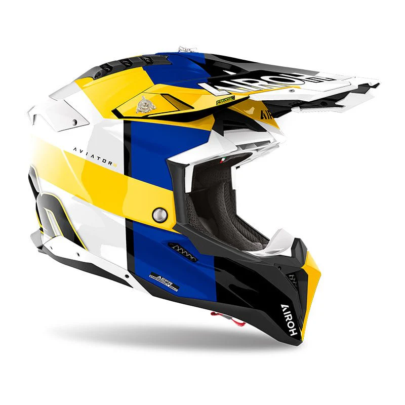 Casco Airoh Aviator 3 Monarch Blue/Yellow Gloss - immagine 3