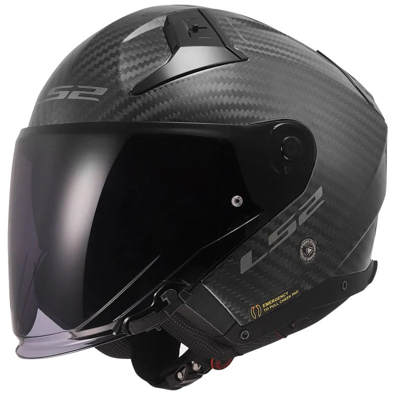 Casco jet LS2 Infinity 2 OF603 Carbon lucido + interfono LS2 4x UCS Cardo integrato - immagine 2