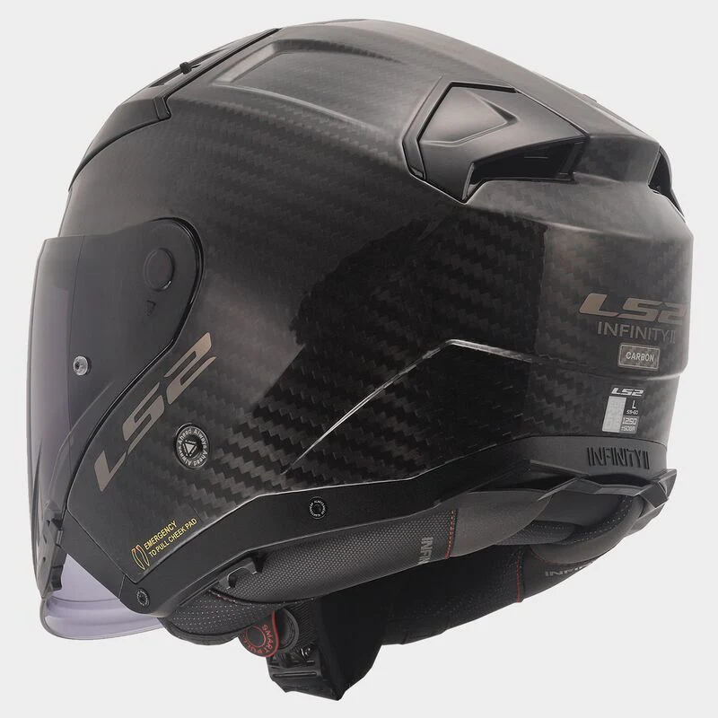 Casco jet LS2 Infinity 2 OF603 Carbon lucido + interfono LS2 4x UCS Cardo integrato - immagine 4