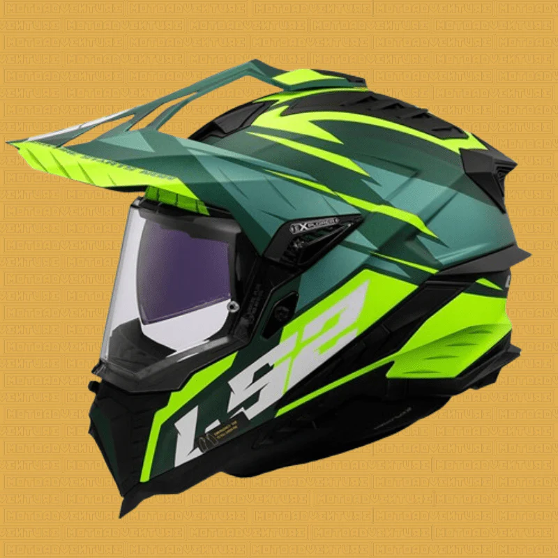Casco LS2 MX701 EXPLORER in fibra ECE2206 Spire Green H-V Yellow Matt - immagine 2