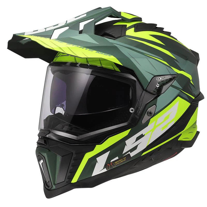 Casco LS2 MX701 EXPLORER in fibra ECE2206 Spire Green H-V Yellow Matt - immagine 4