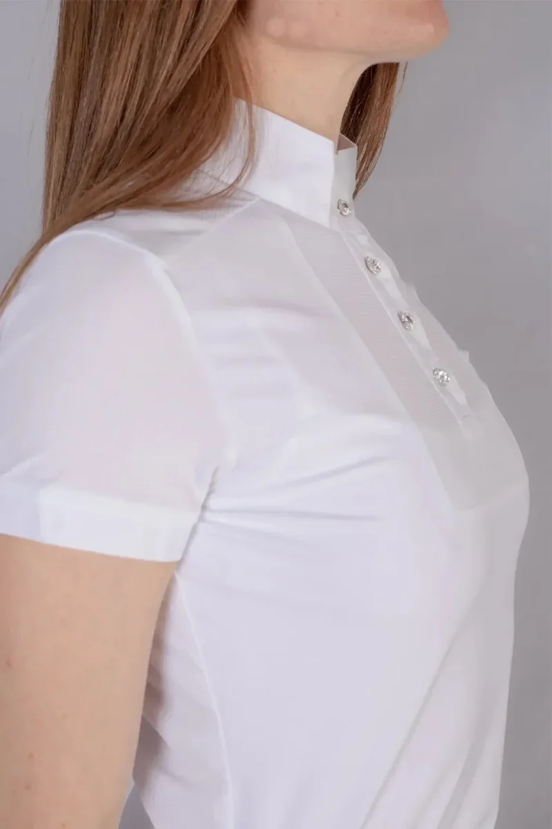 Polo da concorso equitazione donna “Cloe” – Bianca manica corta - immagine 5