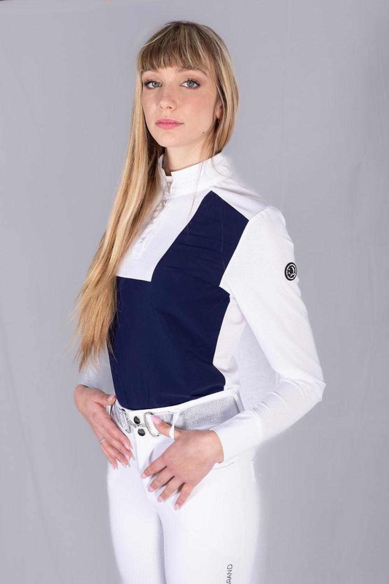 POLO DA EQUITAZIONE CLOE BLU MANICA LUNGA | Tecnica Revolutional ECO Made in Italy - immagine 4