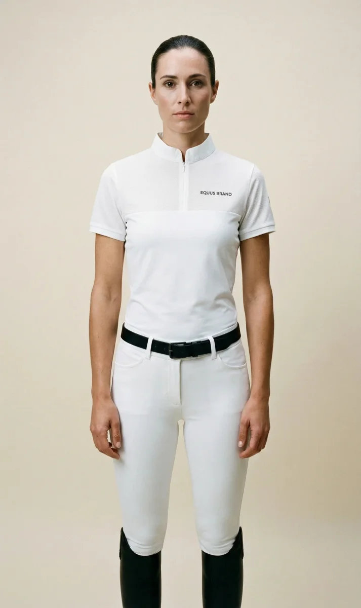 Polo da concorso equitazione donna “Maya” – Bianca - immagine 2